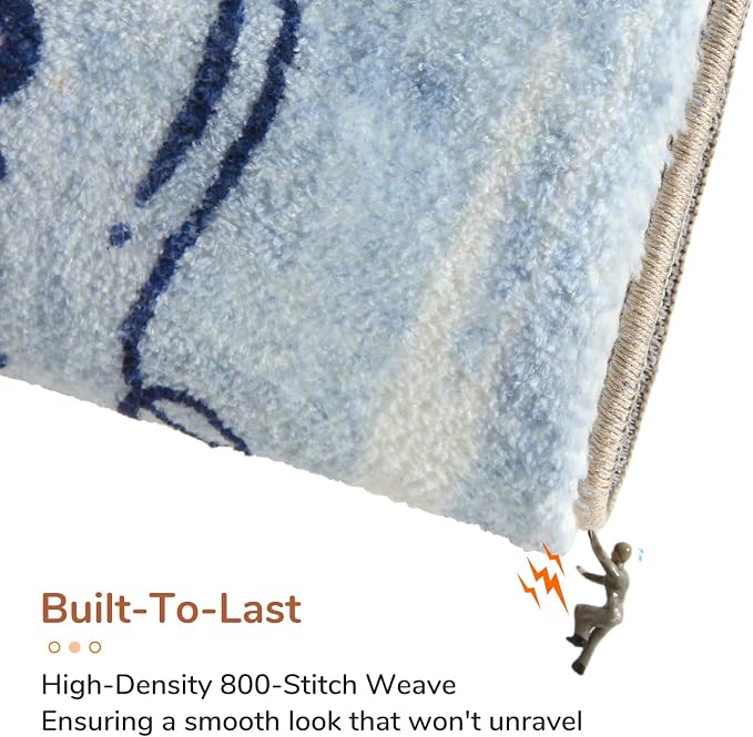 OPPODREAM Nautical Soft Area Rugs 5x7, Washable Blue Rug with Non Slip Backing, 5 x 7 Faux Cashmere Low-Pile 5x7 Carpet