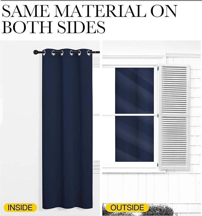 NICETOWN Blackout Curtain Panels for Bedroom, Navy, 2 Panels, W29 x L30-inch, Thermal Insulated Grommet Top Blackout Draperies and Drapes for Basement