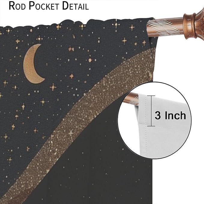 Sun Moon Blackout Curtains, Vintage Country Abstract Mid Century Desert Landscape Window Drapes, for Bedroom Living Room 63" W X 63" L