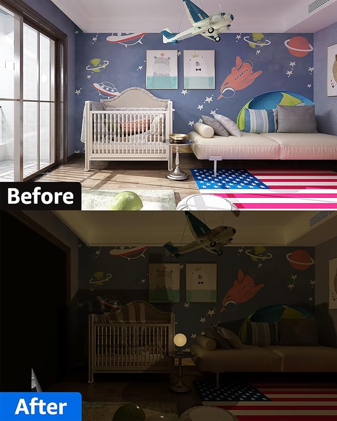 Sumobaby Blackout Curtains for Bedroom Portable 49"x72",No Drill Blackout Shades with Upgraded Hook&Loop Tapes,100% Black Out Window Cover,Thermal Insulated Blinds for Bedroom,Nursery(1 Panel,Black)