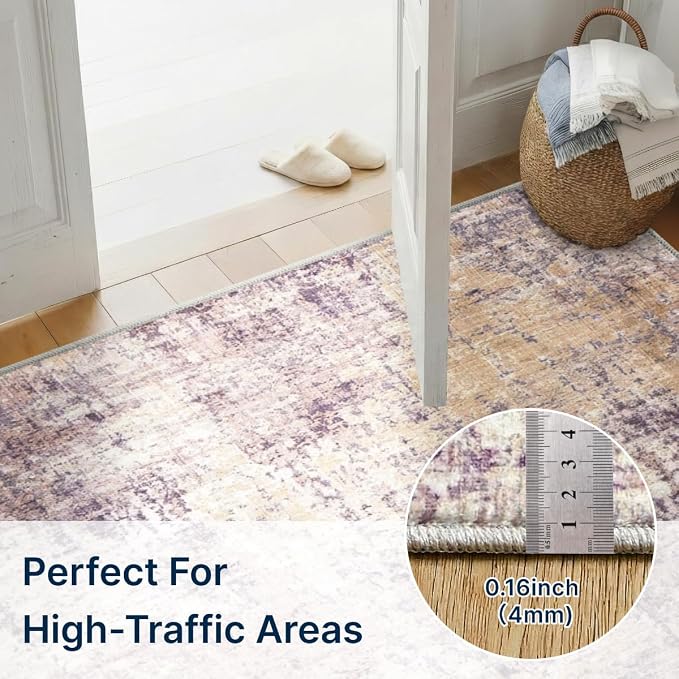 2x3 Rug for Entryway Hallway-No Slip Soft Carpets Modern Abstract Indoor Floor Stain Resistant Carpet for Bedroom Dining Room Farmhouse Nursery Home Office Pink