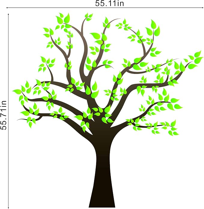 Amaonm Removable Cartoon Giant Brown Tree Wall Decals DIY Leaves Wall Sticker Peel and Stick Wall Decor for Nursery Kids Girls Nursery Room Bedroom Living Room Offices Kindergarten Decoration(Tree)
