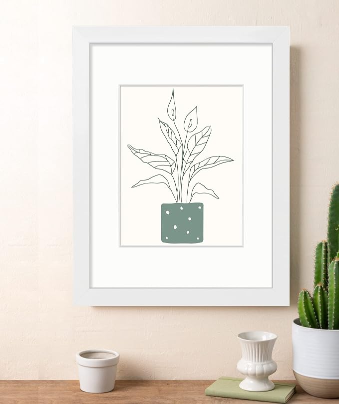 LaVie Home 14 x 18 Poster Frame White, Display Pictures 12x16 with Mat or 14x18 Without Mat, Stable and Sturdy Picture Frame and Polished Plexiglass, Horizontal and Vertical Format of The Wall（1 Pack）