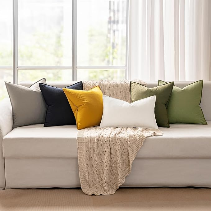 MIULEE Pack of 2 Decorative Linen Pillow Covers 24x24 Inch Light Grey | Boho Farmhouse Modern Soft Accent Euro Shams Throw Pillows for Bed Neutral Cushion Covers Sofa Couch Living Room Home Decor