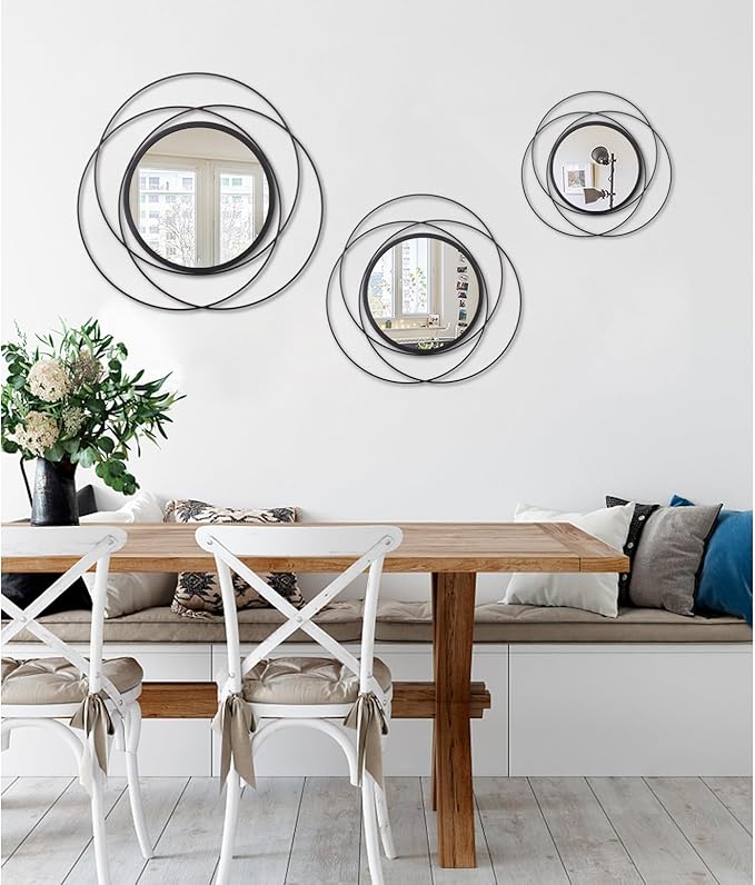 Black Circle Mirror Mounted Round Decorative Mirrors Circle for Bathroom Vanity, Living Room or Bedroom Entryway 24" x 24"