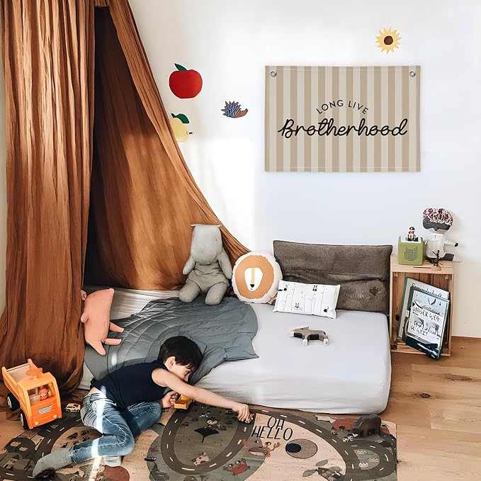 Long Live Brotherhood Boys Room Decor，Brother Playroom Bedroom Wall Decor Hanging Flag Banners, Nursery Toddler Kids Room Decoration 30x20 boyroom