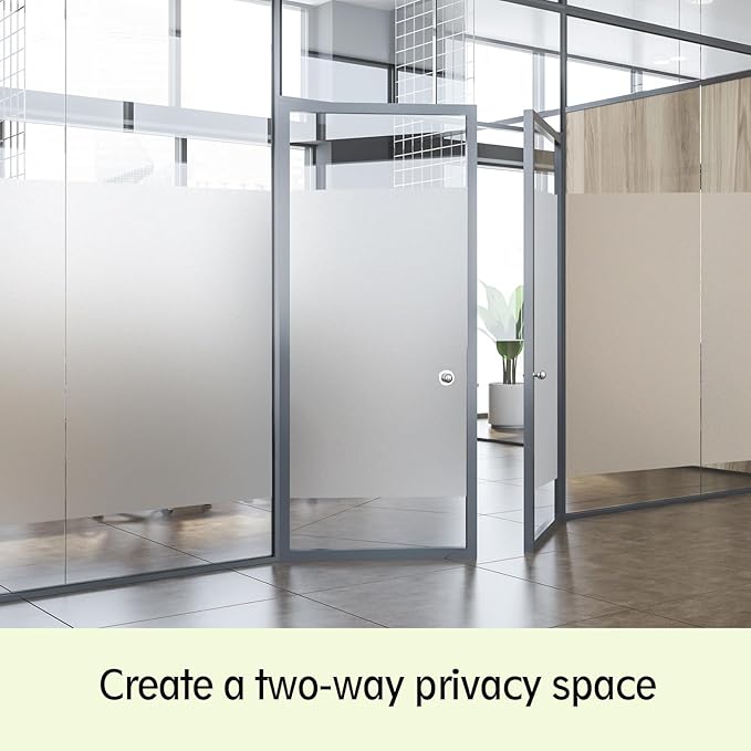 Frosted Glass Window Privacy Film - UV Sun Blocking Heat Control, Static Cling Removable & Reusable for Home, Bathroom, and Office (Frosted, 23.6 Inch x 6.5 Feet)