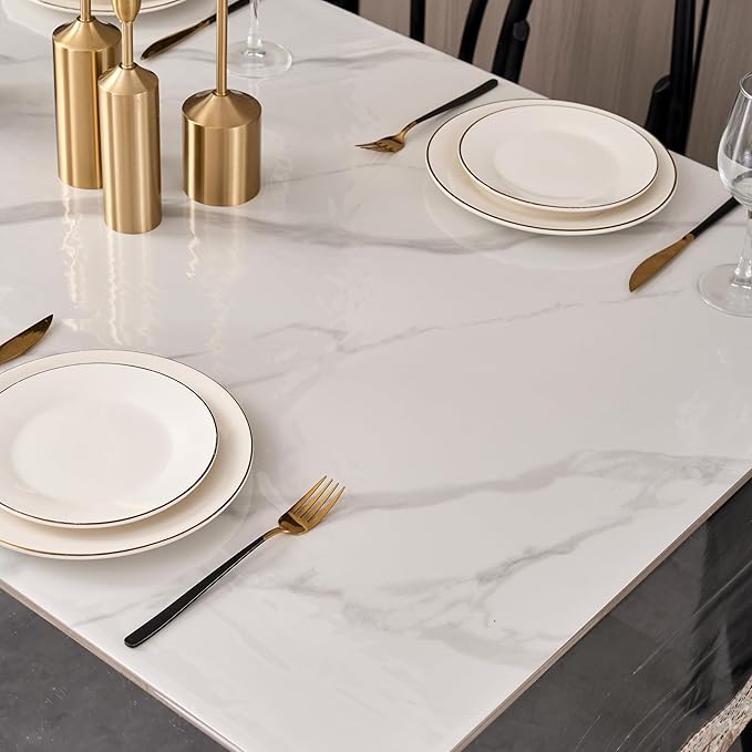 Pioggia Clear Vinyl Tablecloth Protector Waterproof/Oil-Proof PVC Table Cloth Transparent Sheet Table Cover (60'' x 108'' Rectangular)