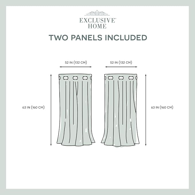 TOWN & COUNTRY LUXE Talia Double Layer Indoor Curtains, Sheer and Room Darkening Blackout, Grommet Top, Energy Efficient, 2-Pack Set, 52"x63", Turquoise