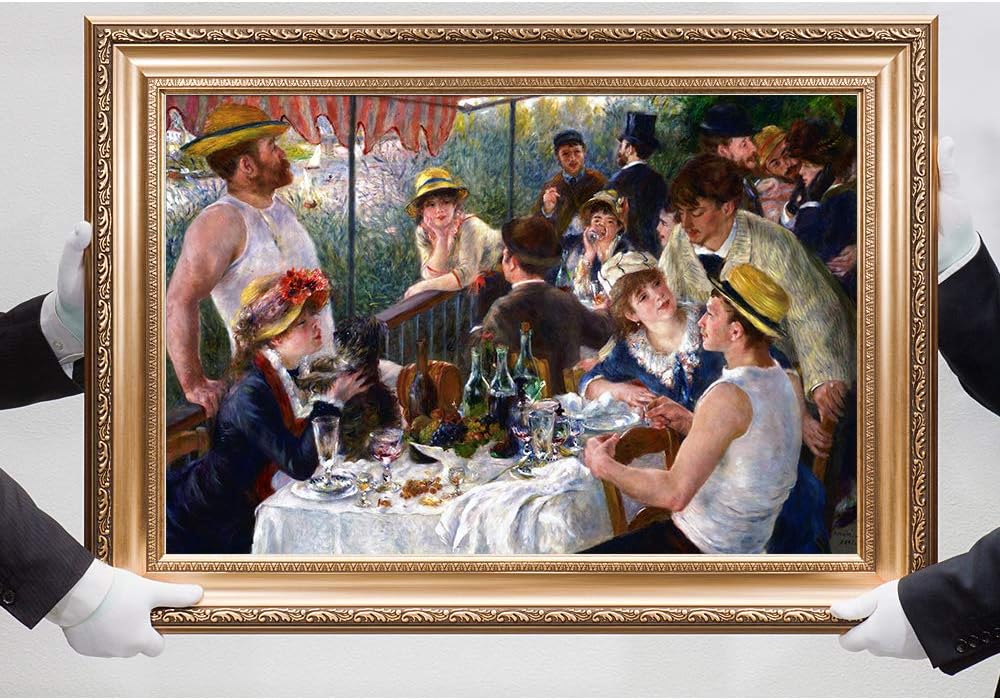 DECORARTS - Luncheon of the Boating Party by Pierre-Auguste Renoir, Giclee Print on Canvas. Ready to Hang, Wall Art for Home and Office Decor. Canvas Print Size: 30x20in Total Framed Size: 36x26