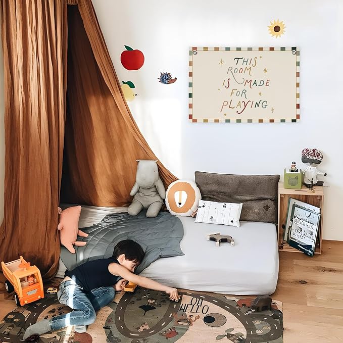 XYDEG Playroom Decor Canvas Banner, Boho Nursery This Room Is Made for Playing Flag Wall Decor, Playroom Wall Hanging Flag Decorations for Kids Boy Girl Nursery Toddler Room Bedroom, 30x20 Inch
