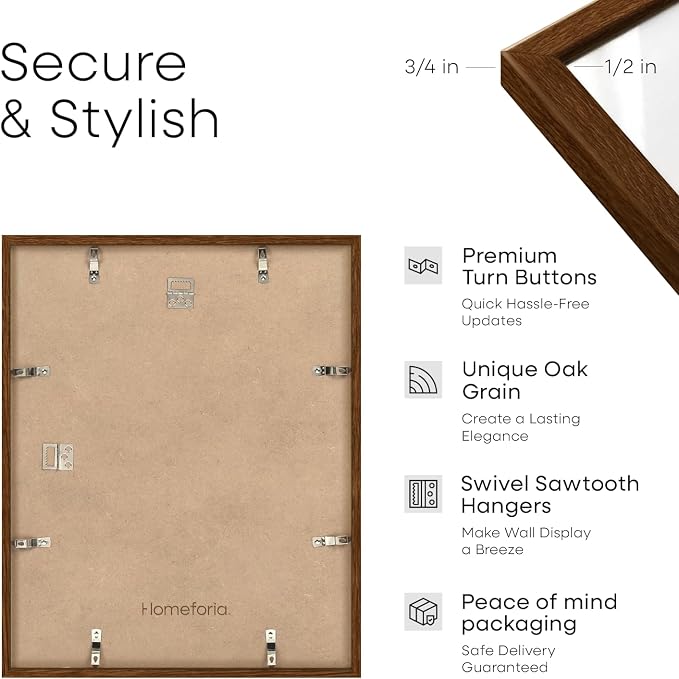 Homeforia 14x20 Double Diploma Frame Brown, High End Dark Oak 14 x 20 Wood Certificate Frames with Mat for Two 8.5x11 Diplomas, 14by20 Dual Walnut Graduation Frames, Tempered Glass, Wall Kit, Set of 3