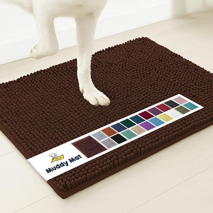 Muddy Mat® | Super Water Absorbent Door Mat Indoor, Microfiber Quick Dry Chenille Entryway Rug, Slip Resistant Front Door Mat, Indoor Mats for Entryway, Machine Washable Pet Rug, Brown XXL 60"X48"