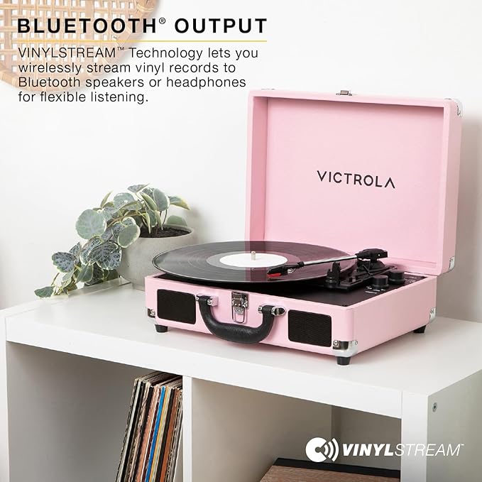 Victrola Journey II (2025 Model) – Bluetooth Suitcase Record Player – Built-in Stereo Speakers with Enhanced Bass, 3-Speed Turntable, Bluetooth Input and Output, RCA & Headphone Outputs (Green)