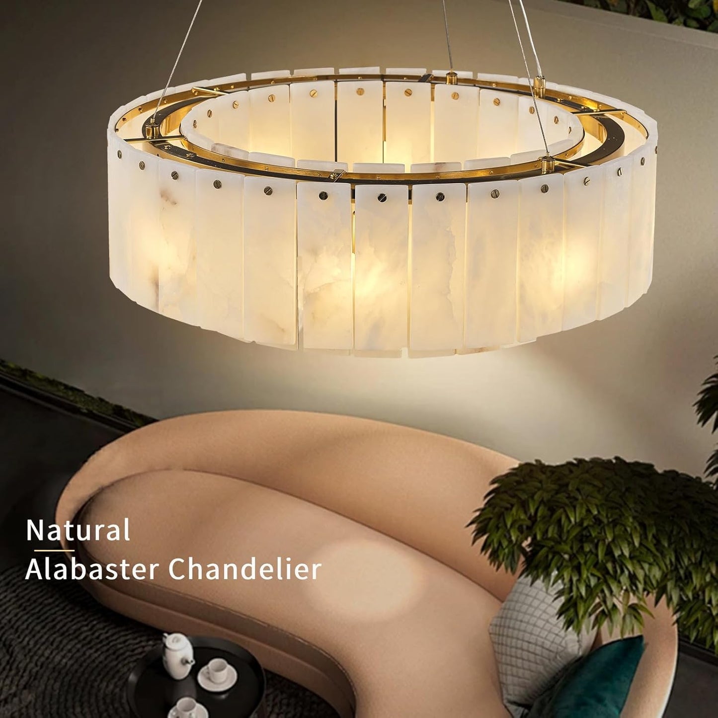 Alabaster Chandeliers D23in Round Chandeliers for Dining Room Small Chandelier Light Fixture for Kitchen Living Room Foyer Entryway Hallway