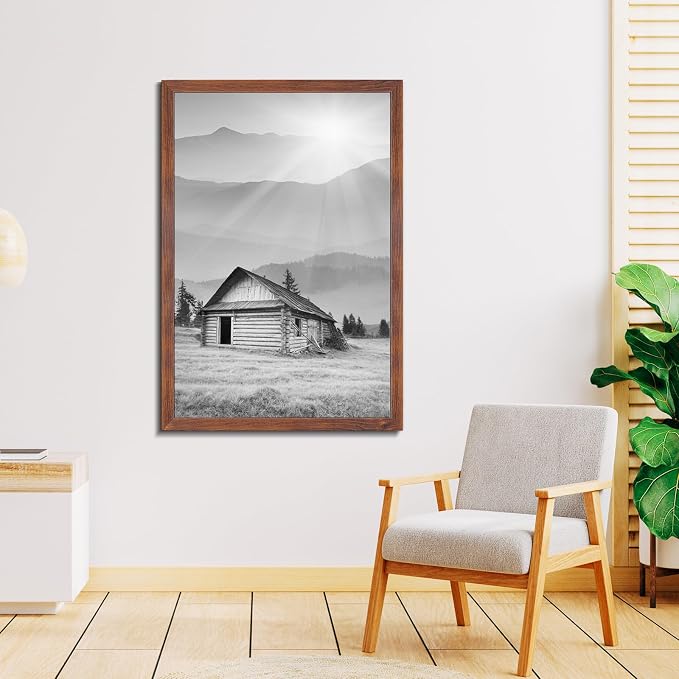 LaVie Home 22.375x34 Picture Frame Brown Puzzle Frame, Display Pictures, Puzzle 22.375x34 Without Mat, Stable Frame and Polished Plexiglass, Horizontal and Vertical Format of The Walls