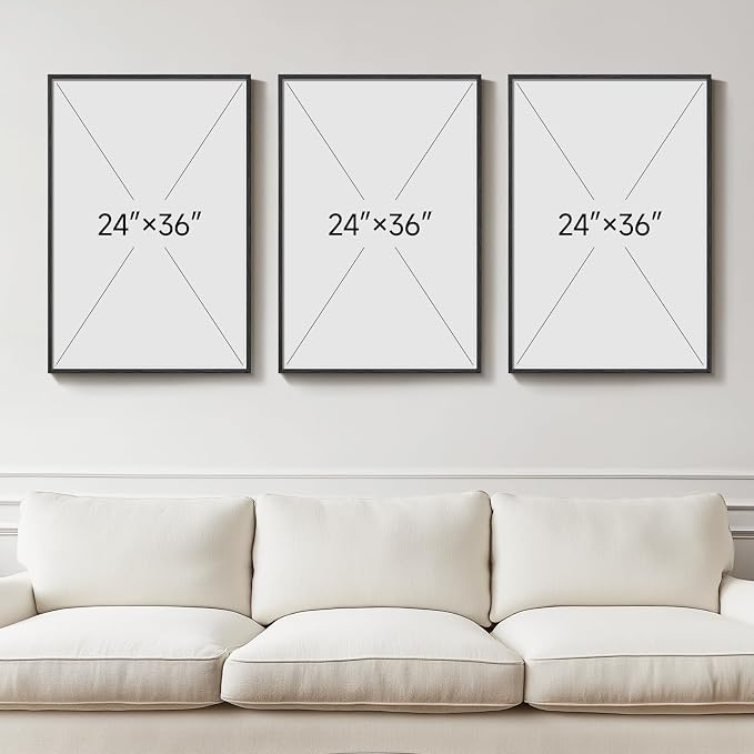 Large Framed Modern Luxury Wall Art for Living Room, 3 Piece Black White Gold Contemporary Art Prints Paintings Artwork for Walls, Big Size Wall Pictures for Hallway, Office Wall Decor 24x36 Inch