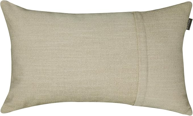Set of 2 Leather Throw Pillow Covers Lumbar Cotton Linen Decor Patchwork Pillow Cover Faux Leather Pillows Cover for Couch Sofa Living Room Bedroom,Beige Yellow 12"x20"