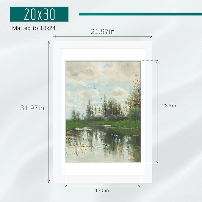 Picrit 20x30 Frame 3 Pack, White Poster Frame, Display Poster 18 x 24 with Mat or 20 x 30 without Mat for Horizontal or Vertical Wall Mounting