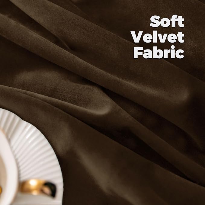 BGment Brown Velvet Curtains 84 inches Long for Living Room - Chocolate Blackout Thermal Insulated Vintage Elegant Super Soft Heavy Matt Room Darkening Drapes for Home Theater, 2 Panels, 52 x 84 Inch