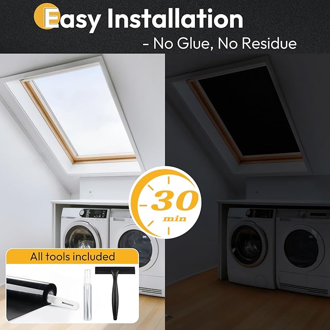 rabbitgoo Blackout Window Film 100% Light Blocking, Static Cling No Glue Easy Install, Removable Room Darkening Window Cover for Daytime Sleep, Bedroom, Nursery, Home Theater, 17.5" x 157.4"