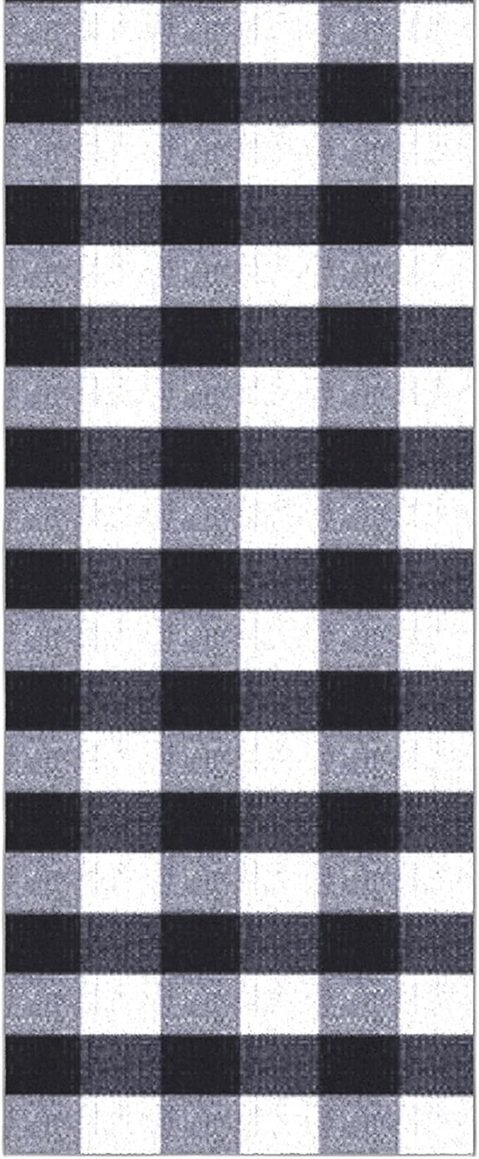 Ottomanson 2'7" x 20' Extra Long Hallway Runner Rug – Non Slip Low Pile Carpet Runner for Hallways, Corridors & Narrow Spaces, Buffalo Plaid Black/White