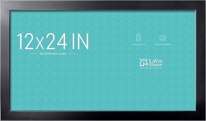 LaVie Home 12x24 Picture Frame Black, Panoramic Picture Frame for Wall Decoration, Classic Black Minimalist Style Suitable for Decorating Houses, Offices, Hotels（1 Pack）