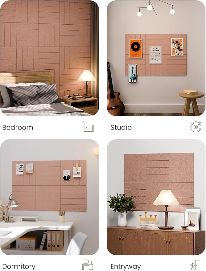 Fluxynara Large Felt Bulletin Board 36"x24" Cork Board Alternative - 6 Pack with 32 Safe Removable Adhesive Tabs, Cork Boards for Walls ffelt Boards or Home Office Classroom Pin Board-Terracotta