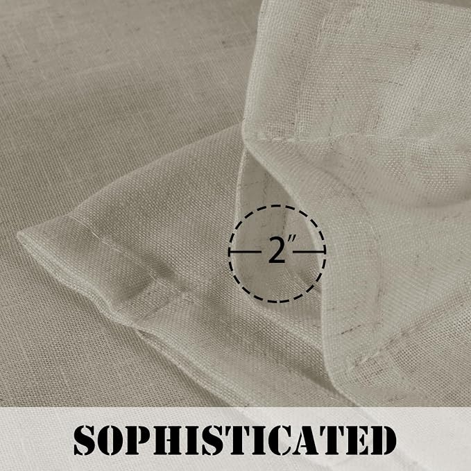 H.VERSAILTEX Linen Curtains Elegant Natural Linen Semi Sheer Curtains Energy Light Filtering Rod Pocket Window Treatments Panels for Living Room (Set of 2, Oatmeal, 52 inch W X 63 inch L)