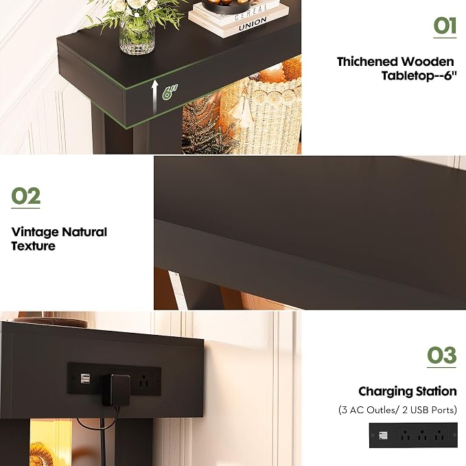 Unikito 39" Entryway Table with Socket and Sensor Light