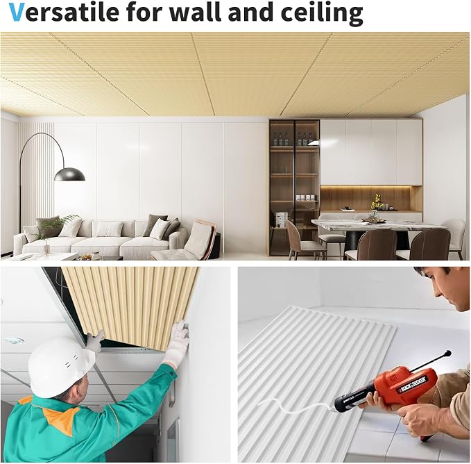 Art3d 6-Pack Slat Design 3D Wall Panels for Interior Wall Decor, 2x4 FT PVC Decorative Drop Ceiling Tiles - Oak, 24 x 48in.