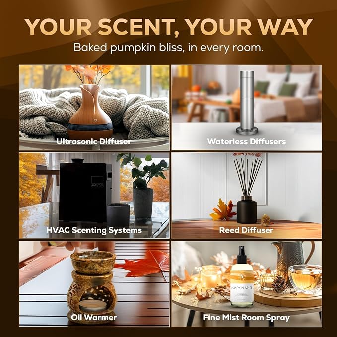 Aroma Country Pumpkin Spice Luxury Diffuser Oil Refill (4 Fl Oz) | Hotel-Inspired • Long-Lasting Home Fragrance • for Aromatherapy, Reed Diffusers, Diffuser Machines & Room Sprays