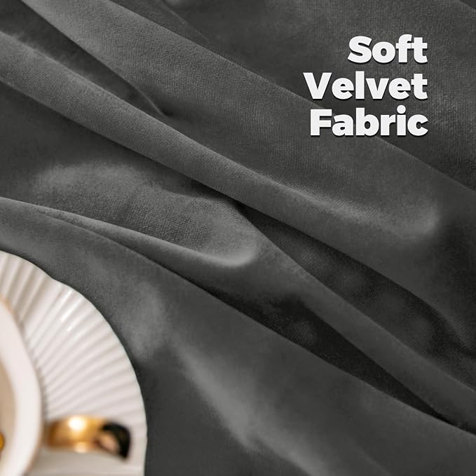 BGment Grey Velvet Curtains 120 Inches Long for Living Room, Thermal Insulated Room Darkening Curtains Drapes Window Treatment with Back Tab and Rod Pocket, Set of 2 Panels, 52 x 120 Inch