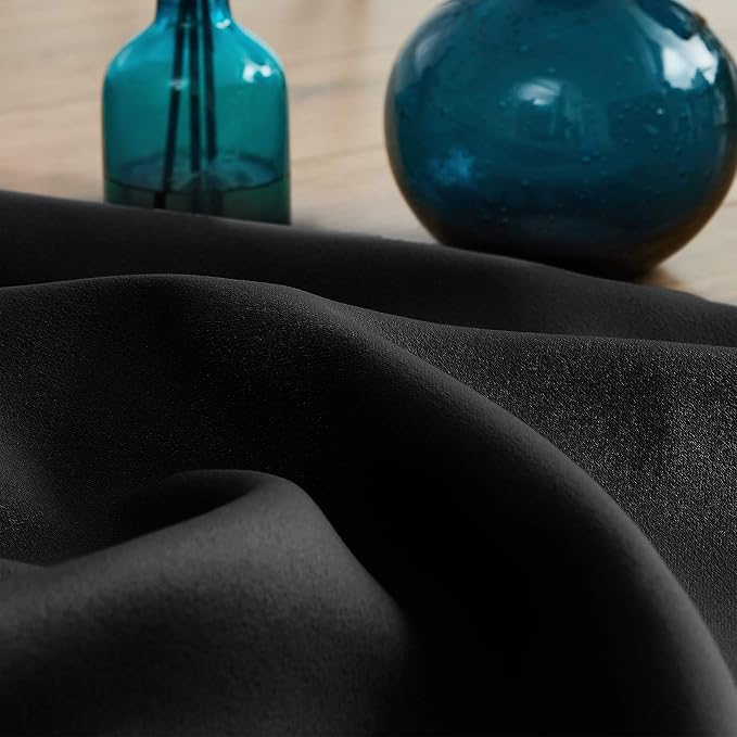 Treatmentex Pom Pom Black Blackout Curtains for Bedroom 63 inch Long Thermal Insulated 100 Full Blackout Window Panels for Living Room Drapes Nursery Kids Guest Room 52" w x2 Panels Rod Pocket