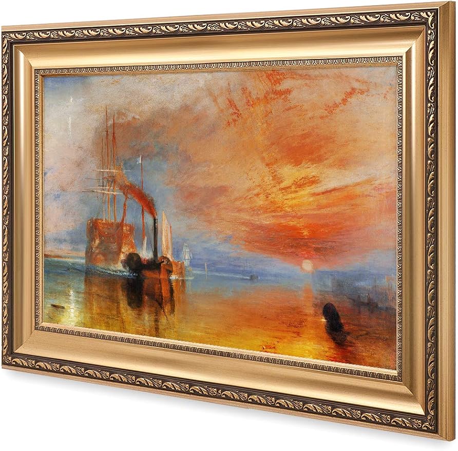 DECORARTS - The Fighting Temeraire by William Turner. Oil Painting Reproduction, Giclee Print on Canvas. Ready to Hang Framed Wall Art for Home and Office Decor. Total Size w/Frame: 30x22
