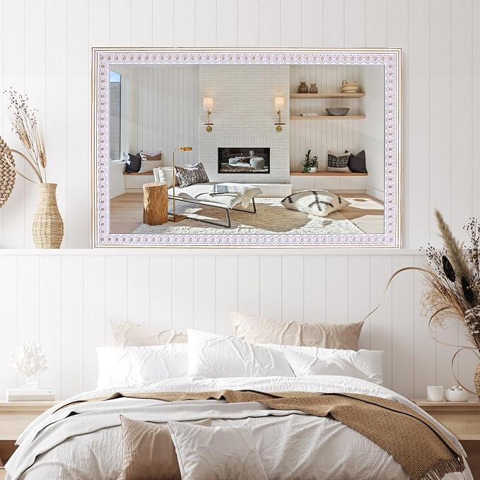 36x24 Inch Rectangle Wall Mirror, Wooden Rectangular Bathroom Mirrors | Mount Vertically or Horizontally to Fit Powder Rooms, Over Sink, Apartments, Entryway, Bedroom, Hallways, or Guest Areas