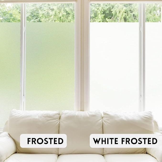 KESPEN Frosted Window Privacy Film Heat Control UV Sun Blocking Glass Stickers Static Cling Non Adhesive Door Coverings Decals for Bathroom Home Office, Frosted, 35.4 Inch X 6.5 Feet