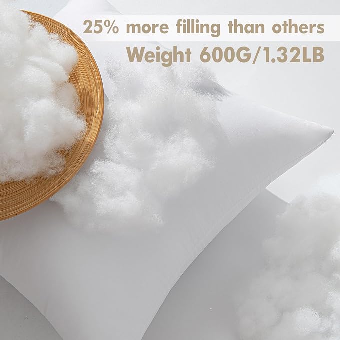 MIULEE Pillows Inserts, Pack of 4 20x20 Inch 100% Virgin Microfiber Filling Throw Pillows for Bed Couch Sofa