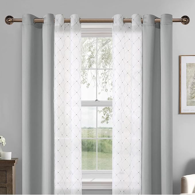 Industrial Curtain Rods 18 to 45 in,Blackout Curtain Rod,Adjustable Length,1 in Diameter Pipe,Wall or Ceiling Mounted,for Bedroom and Living Room (Antique Brass18” to 45”)
