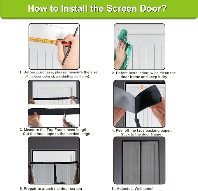 Risareyi Magnetic Screen Door Heavy Duty, Front Door Screen Magnetic Closure Thicken Tear-Resistant Mesh Keep Bugs Out, Grey - Net Curtain Itself Size 38" x 83"