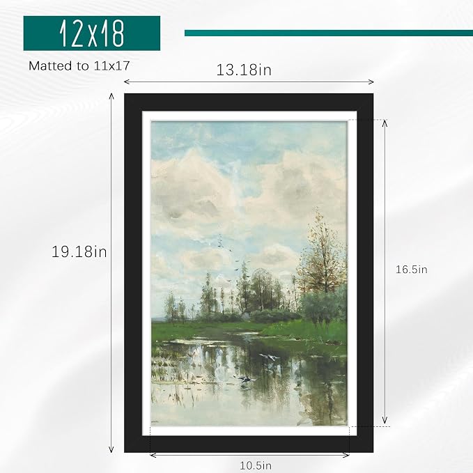 Picrit 12x18 Picture Frame 3 Pack, Black Poster Frame, Display Poster 11 x 17 with Mat or 12 x 18 without Mat for Horizontal or Vertical Wall Mounting