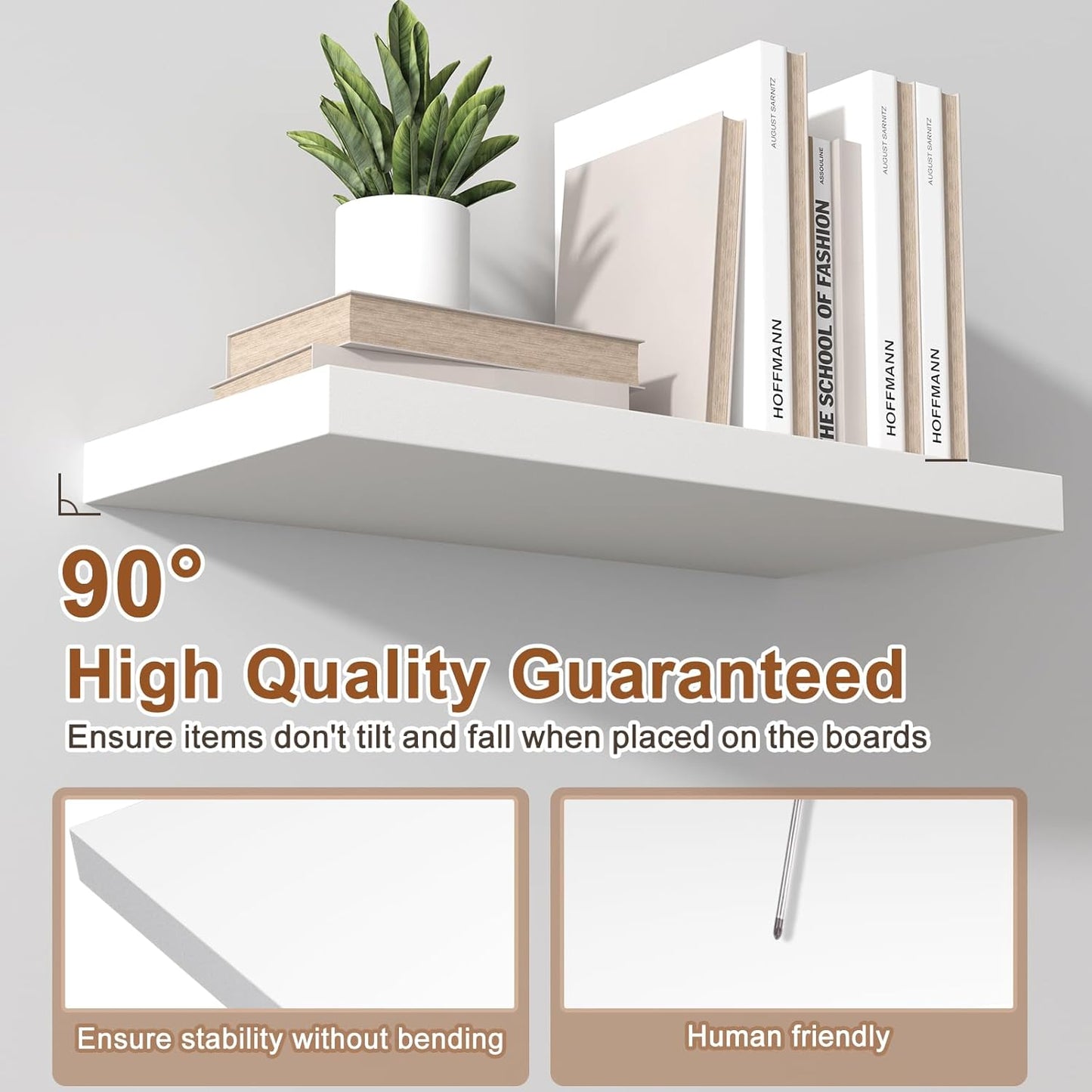 48 Inch Floating Shelf 2 Pack Large Floating Shelves for Wall No Drilling Accessories Included Deep Wall Shelves for Living Room Kitchen Farmhouse 48" W x 12" D x 1.2" White