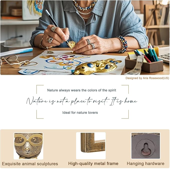 Newinhome Animal Heads Wall Decor (Includes Metal Frame) Resin Animals Sculptures Head Wall Hanging Decoration Gold vintage Wall Sculpture for Living Room Bedroom Office(Rat)