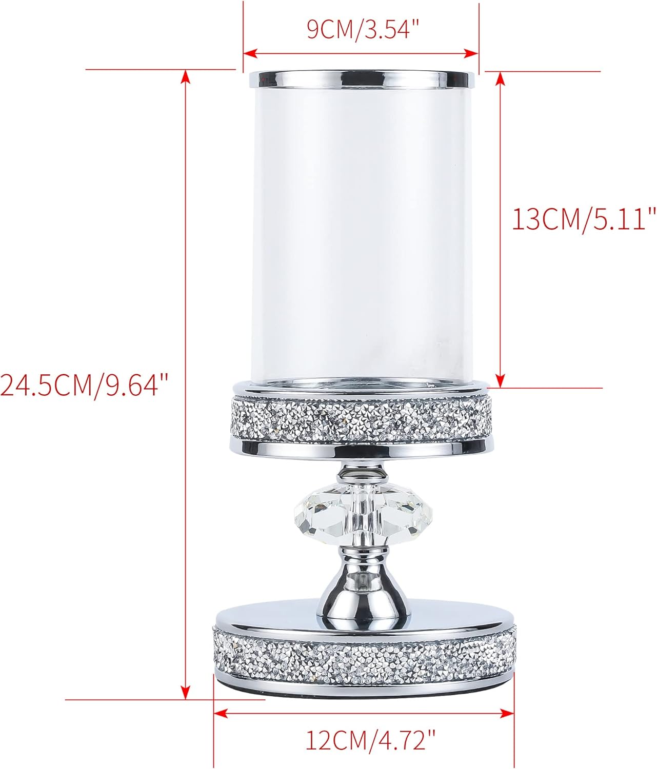 Candle Holder for Pillar Candle, Pillar Candle Holders for Wedding, Coffee Dining Table, Christmas, Table Centerpieces, Home Décor ZXC048D (1 Crystal Ball)