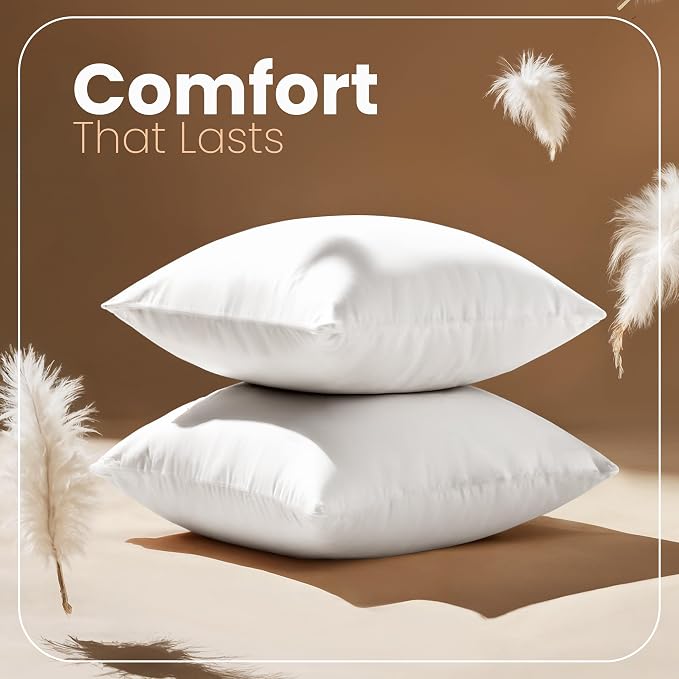 Utopia Bedding 26x26 Pillow Inserts, Set of 2, White – Indoor Decorative Throw Pillows for Bed, Sofa & Couch – Soft, Supportive & Fluffy Cushion Inserts