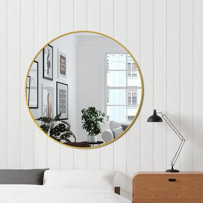 Bathroom Mirrors for Wall,Gold Frame Mirror,30'' Round Circle Mirror for Entryway Bedroom Vanity(30'',Gold)