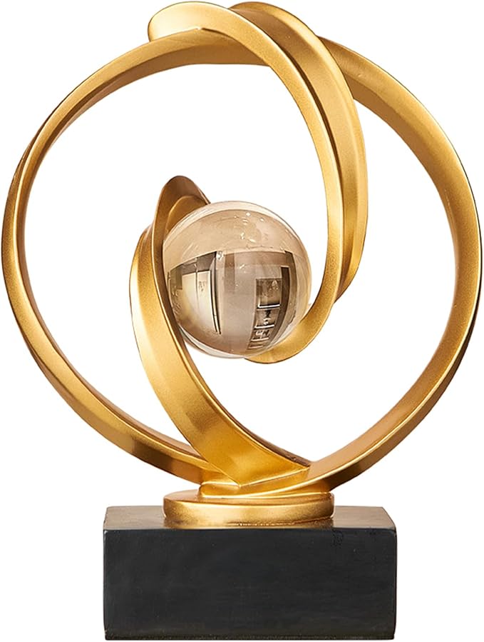 AWNR Gold Abstract Sculpture House Decor Aesthetic - Home Décor Accents for Nightstand, Shelves, Dining Room, Entryway Table, Office, Desk Accessories