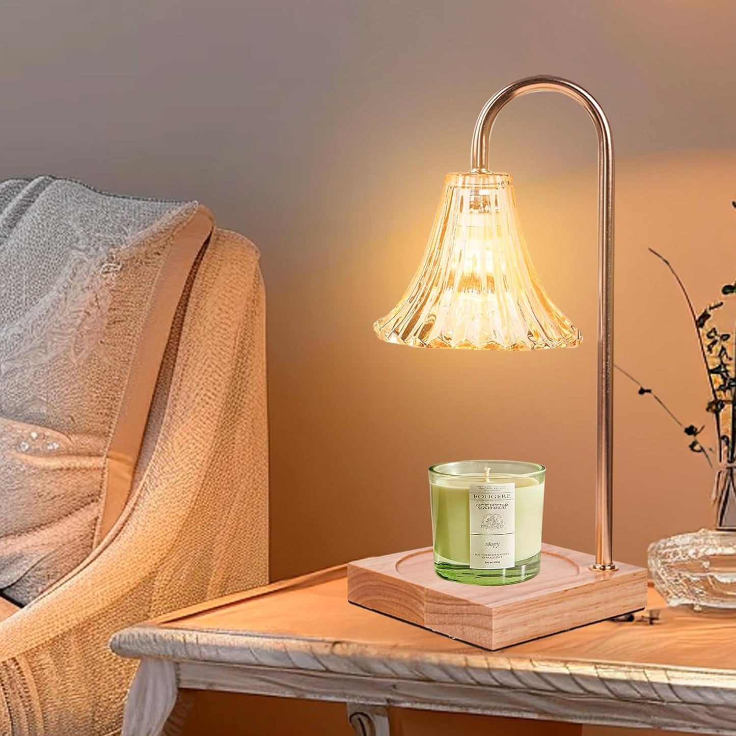 GEEZO Fragrance Candle Warmer Lamp，Electric Candle Warmer with Timer & Dimmer，Mom Christmas Birthday Gifts for Women, House Warming Gifts New Home Bedroom Decor