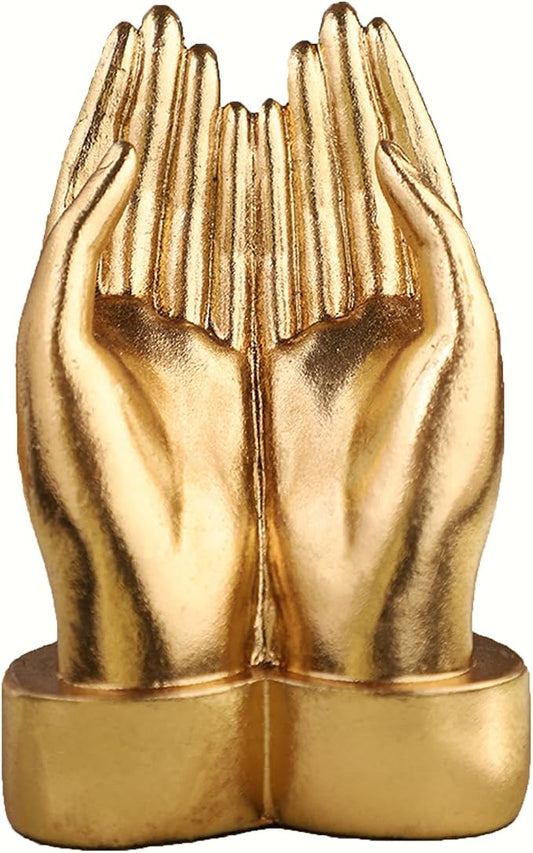 Golden Hands Sculpture Resin Statues Home Decor (Holding Hands) | Gold Hands Shelf Decor Electroplated Resin Statues Office Desktop Home Decor Bedroom Sculpture Indoor/Outdoor Ornament