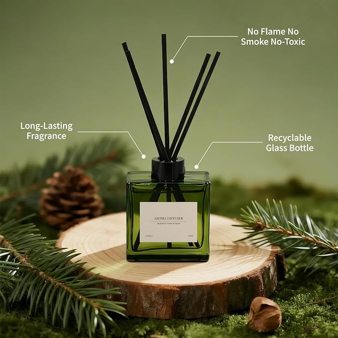 Reed Diffuser Set of 2, 4 fl oz Jasmine Lily & Vanilla Cream Scent Diffuser with 20 Sticks, 180 Days Long Lasting Elegant Home Fragrance for Bathroom Bedroom Office Decor Air Fresh